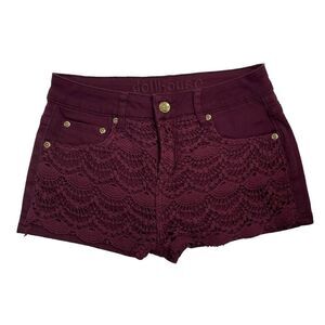 Dollhouse Women’s Size 6 Burgundy Lace Front Festival Shorts Stretch